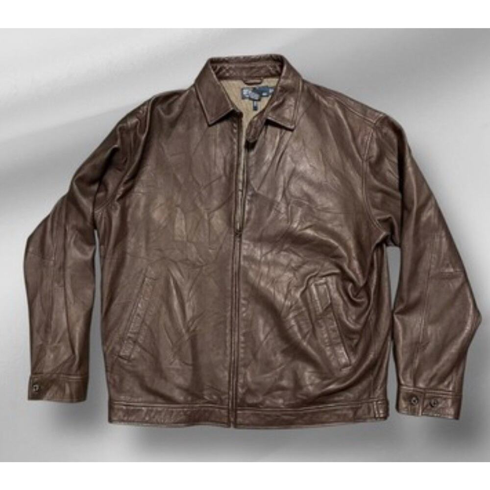 Vintage Ralph Lauren Polo Leather Bomber Jacket Men’s Large Brown
